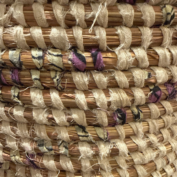 Panier blanc/ coton parme