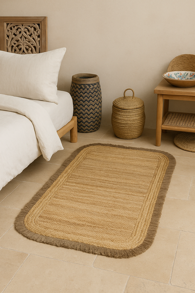 Tapis jute frangés