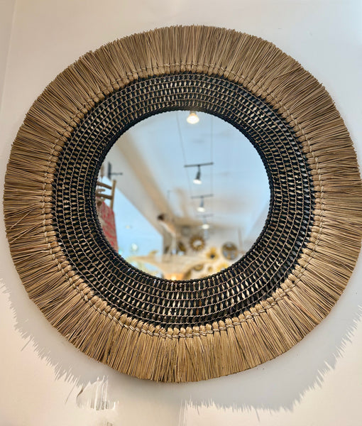 Miroir paille raphia