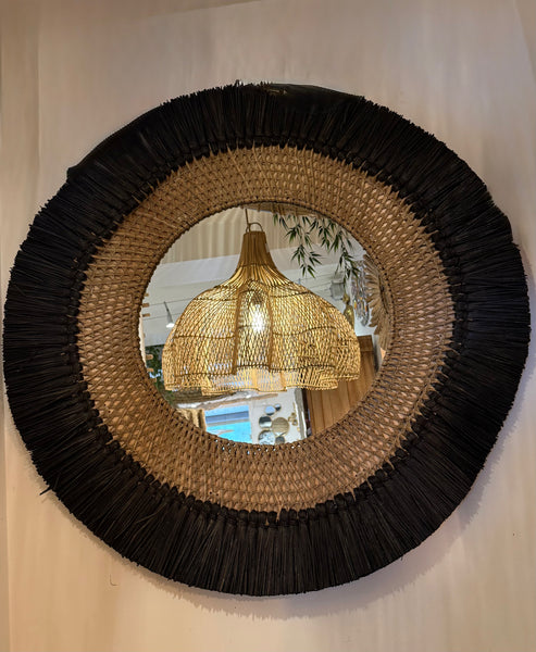Miroir paille raphia