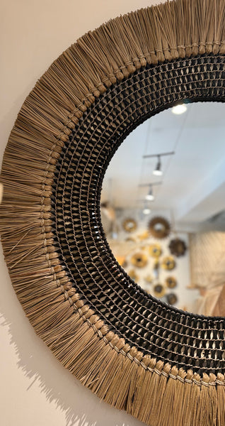 Miroir paille raphia